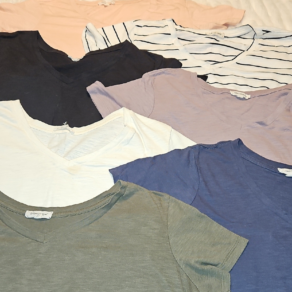Universal Thread Short Sleeve V-Neck Tops - Black, White, Blue, Pink, Green